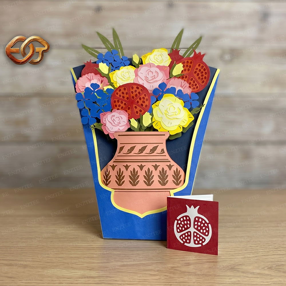 Floral Garden Pop-up Vase SVG – 3D Layered Flower Vase Paper Craft Template for Cricut 1