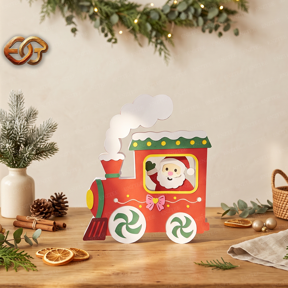 Christmas Train Pop-up SVG - 3D Layered Christmas Paper Craft Template for Cricut