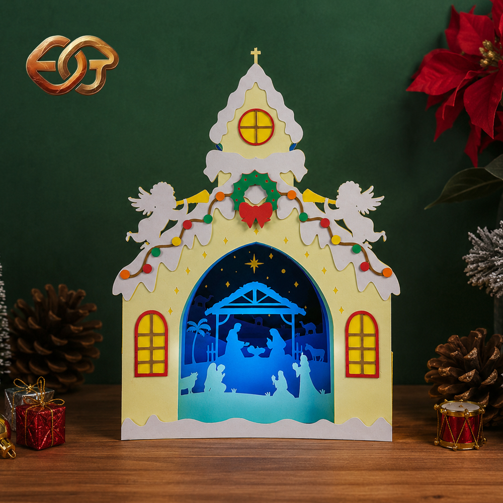 Nativity Scene Pop-up Card SVG - 3D Layered Christmas Paper Craft Template for Cricut