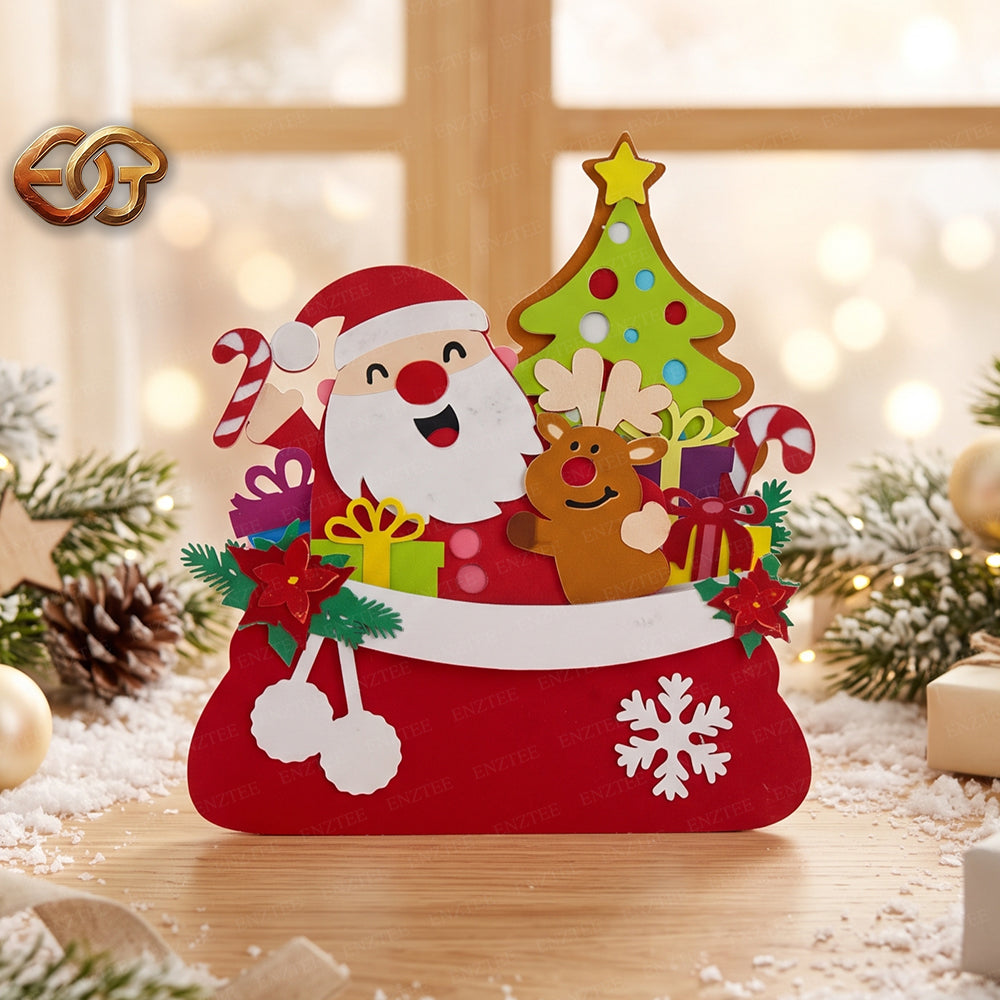Combo 2 Christmas Gift Pop-up Bag SVG - 3D Layered Christmas Paper Craft Template for Cricut