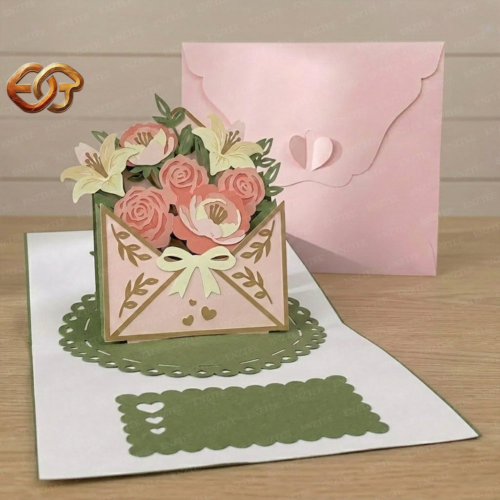 Flower Pop-up Card SVG – 3D Floral Greeting Card for Cricut 1