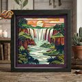 Waterfall Shadow Box SVG for Cricut | 3D Layered SVG Paper Cut Light Box Template