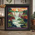 Waterfall Shadow Box SVG for Cricut | 3D Layered SVG Paper Cut Light Box Template