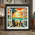 Beach Shadow Box SVG for Cricut | 3D Layered SVG Paper Cut Light Box Template 2