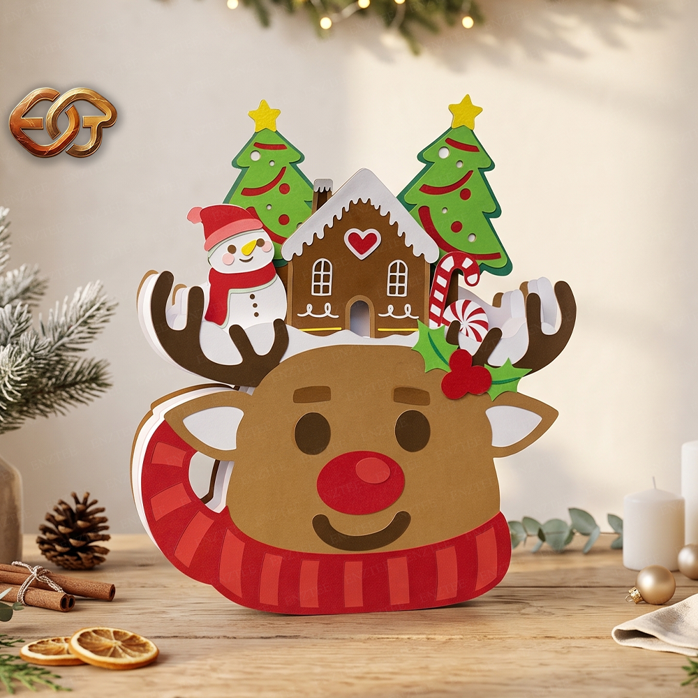 Combo 2 Santa Claus Pop-up Mug SVG - 3D Layered Chrismas Paper Craft Template for Cricut