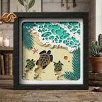 Turtle Shadow Box SVG for Cricut | 3D Layered SVG Paper Cut Light Box Template