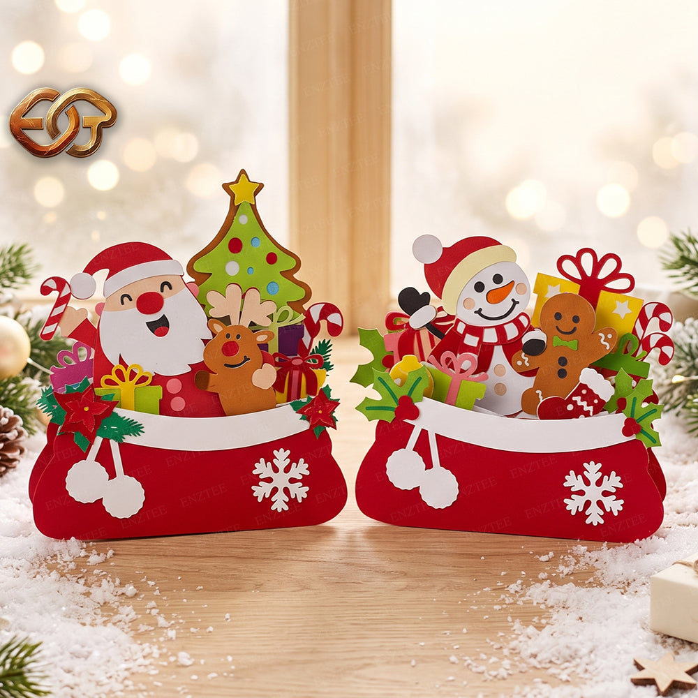 Combo 2 Christmas Gift Pop-up Bag SVG - 3D Layered Christmas Paper Craft Template for Cricut