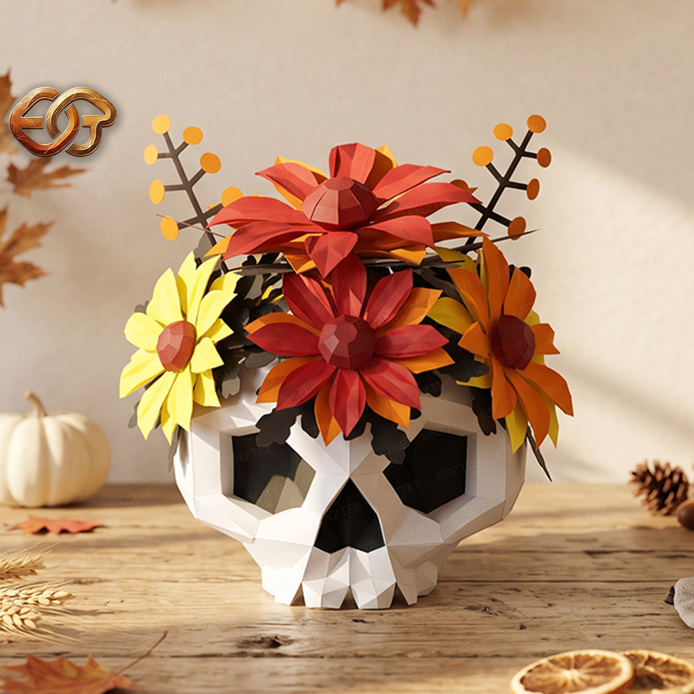 3D Skull Papercraft SVG | DIY Low Poly Template