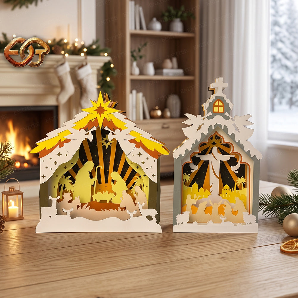 Xe trượt tuyết của ông già Noel SVG – Mẫu đồ thủ công giấy Giáng sinh xếp lớp 3D dành cho máy cắt Cricut 1