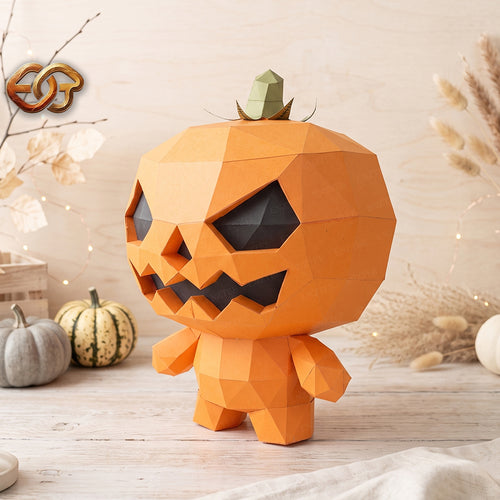 3D Pumpkin Man Papercraft SVG | DIY Low Poly Template
