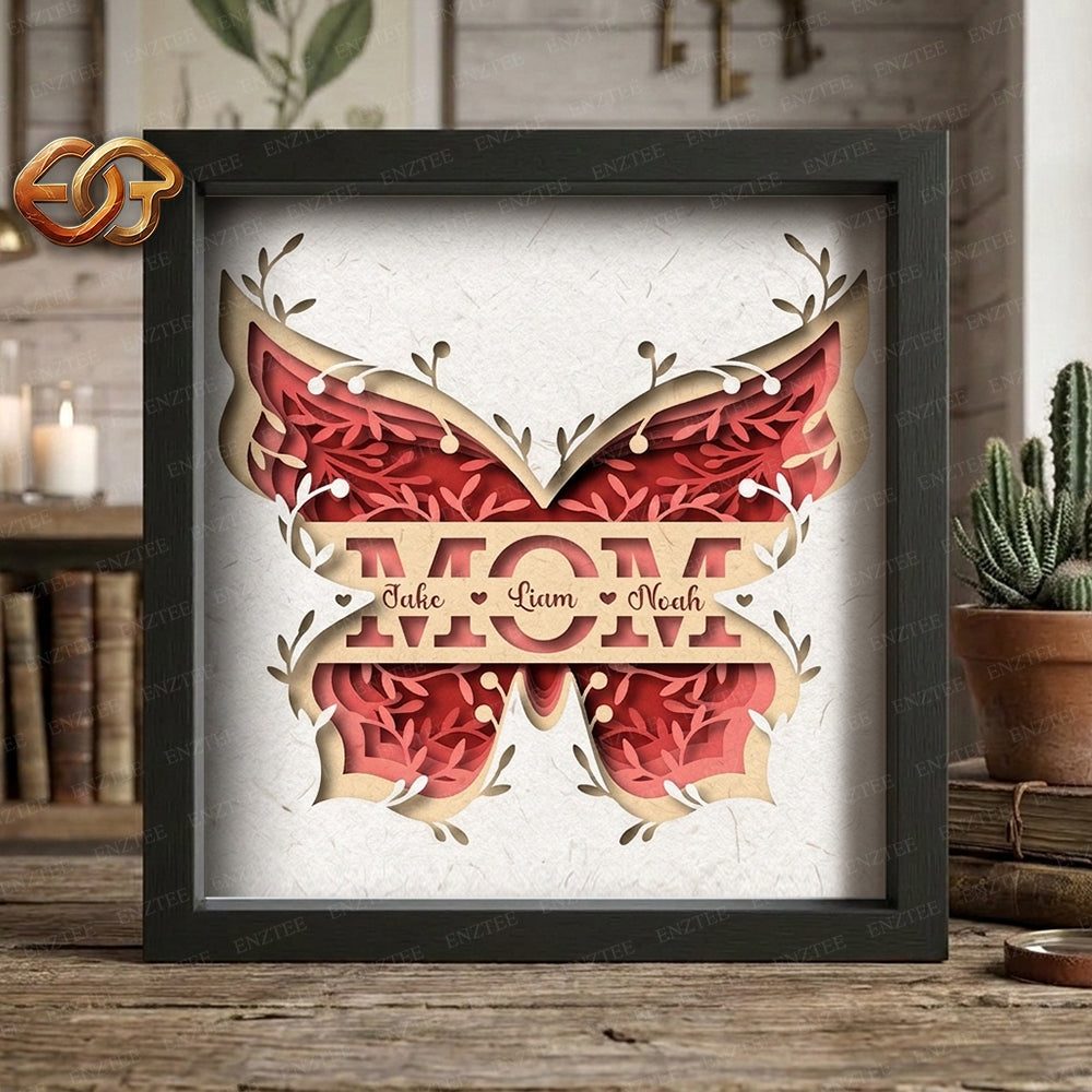 MOM Shadow Box SVG for Cricut | 3D Layered SVG Paper Cut Light Box Template