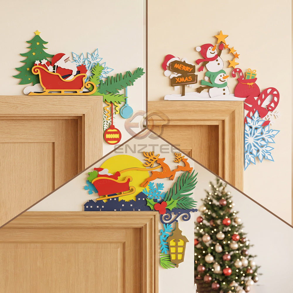 Combo 3 Christmas Door Toppers 3D Layered SVG | Christmas Paper Cut File