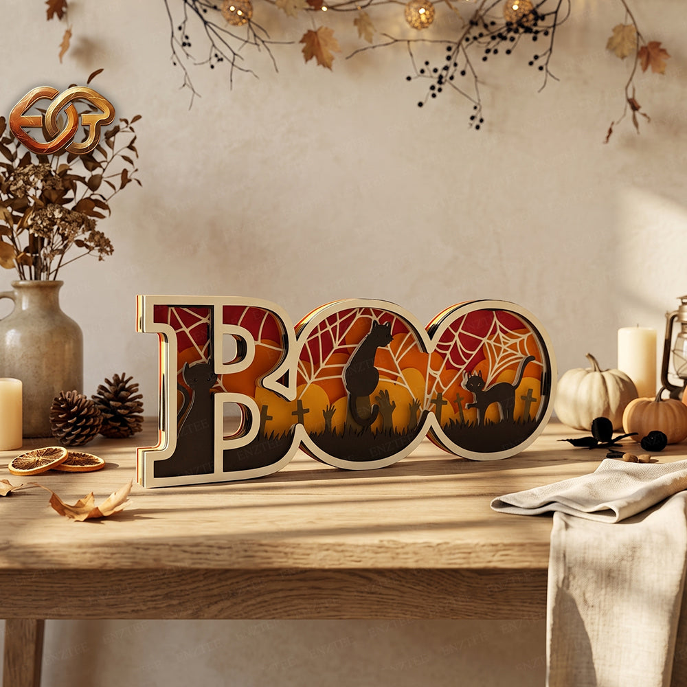 Boo 3D Layered SVG | Halloween Paper Cut File