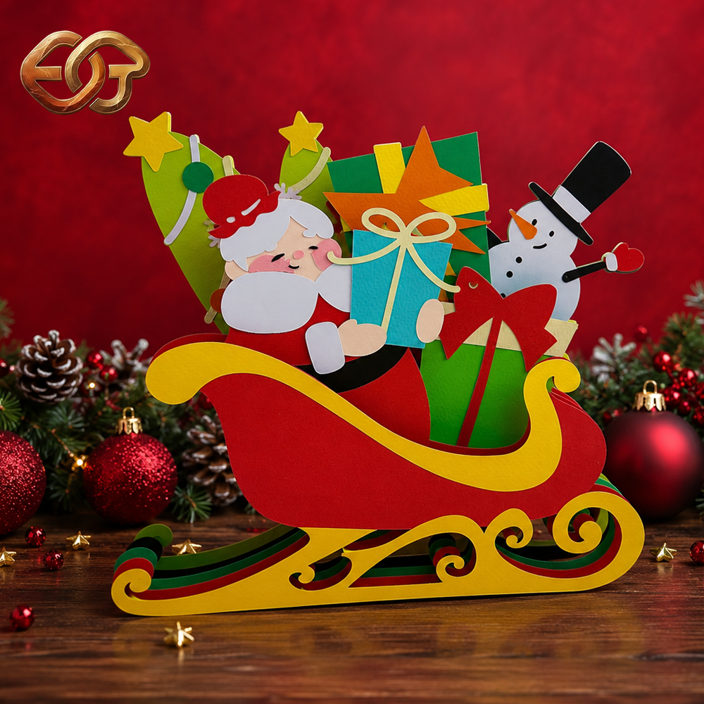 Santa Claus Sleigh SVG – 3D Layered Christmas Paper Craft Template for Cricut 1