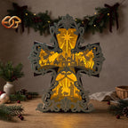 Nativity Scene Cross Box SVG for Cricut | 3D Layered SVG Paper Cut Light Box Template