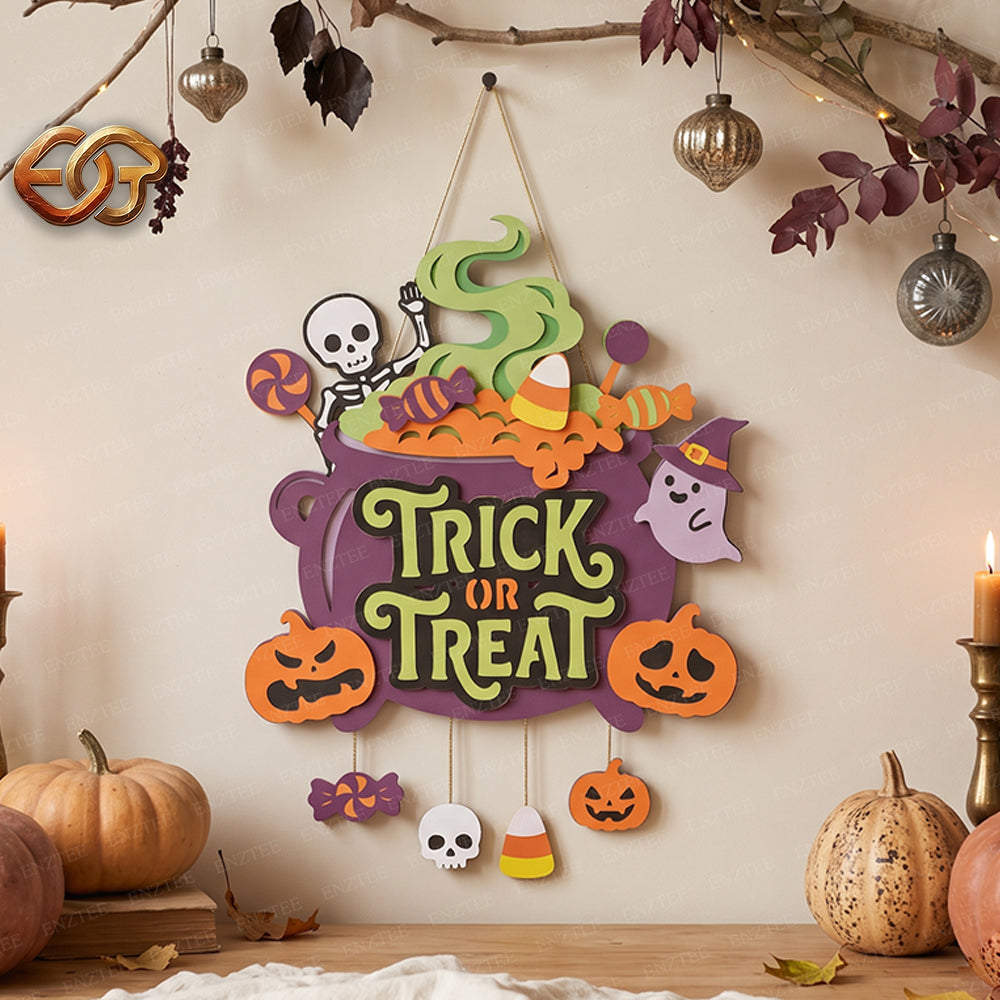 Halloween Door Hanger 3D Layered SVG | Halloween Paper Cut File 2