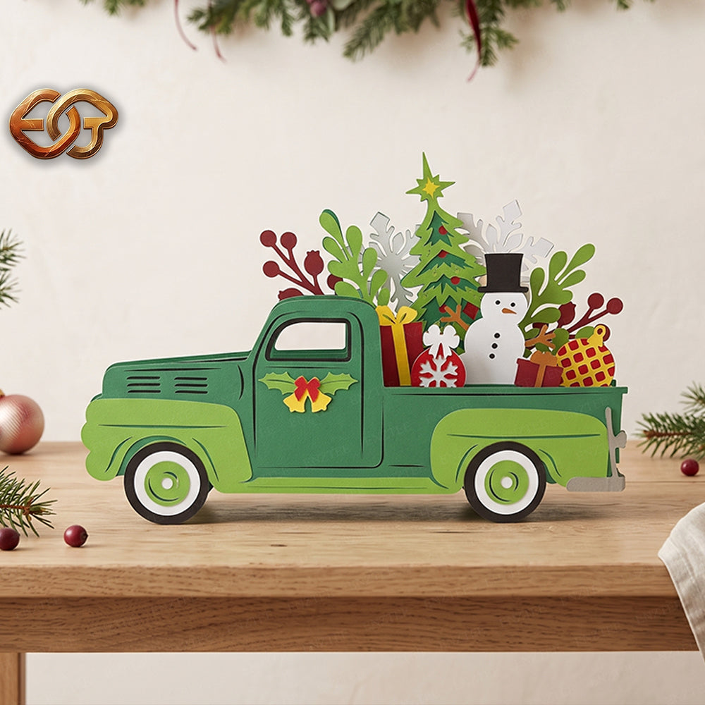 Christmas Pop-up Car SVG - 3D Layered Christmas Paper Craft Template for Cricut 3