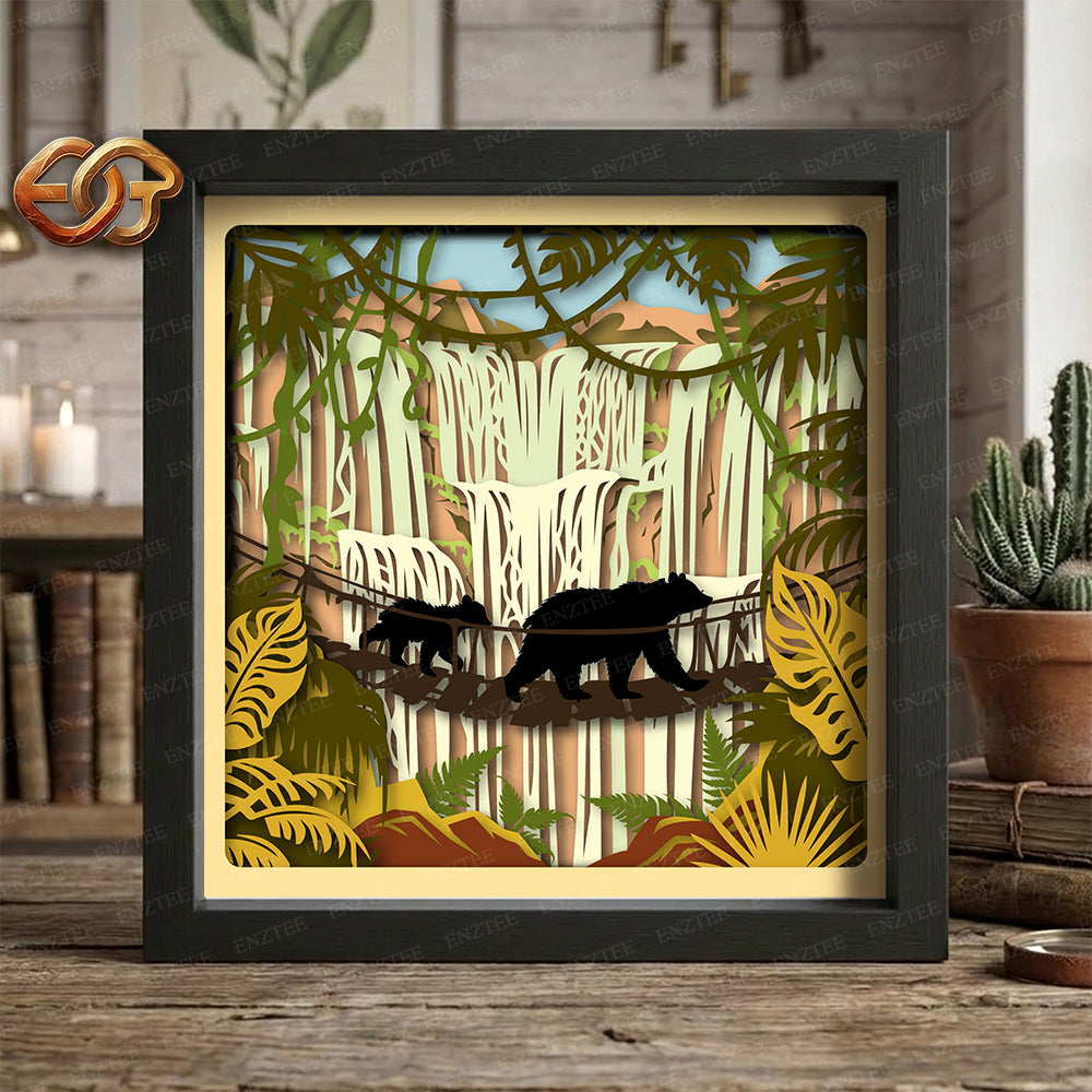 Bear Shadow Box SVG for Cricut | 3D Layered SVG Paper Cut Light Box Template
