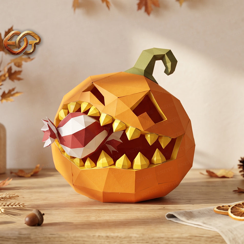 3D Pumpkin Papercraft SVG | DIY Low Poly Template