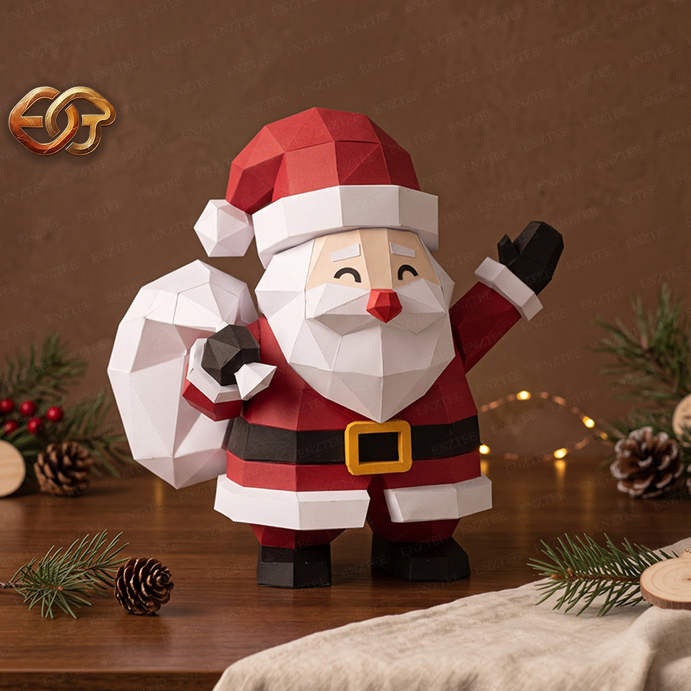 3D Santa Claus Papercraft SVG | DIY Low Poly Template
