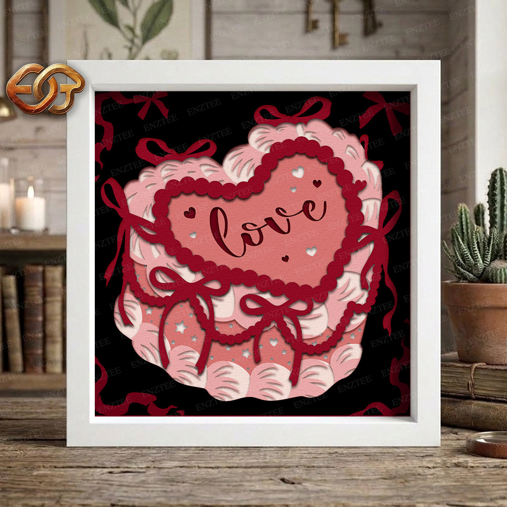 Heart Cake Shadow Box SVG for Cricut | 3D Layered SVG Paper Cut Light Box Template