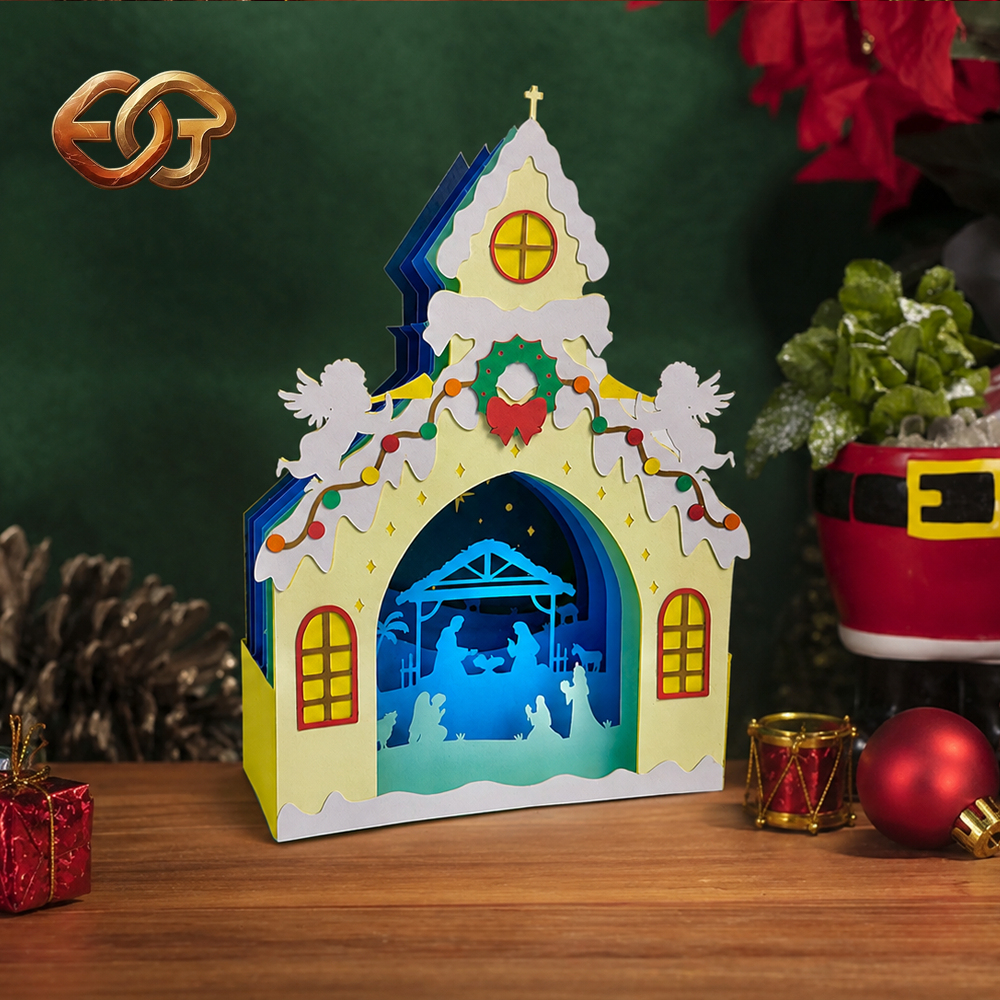 Nativity Scene Pop-up Card SVG - 3D Layered Christmas Paper Craft Template for Cricut