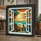 Beach Shadow Box SVG for Cricut | 3D Layered SVG Paper Cut Light Box Template 2