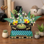 Floral Pop-up Typewriter SVG – 3D Layered Flower Typewriter Paper Craft Template for Cricut 3