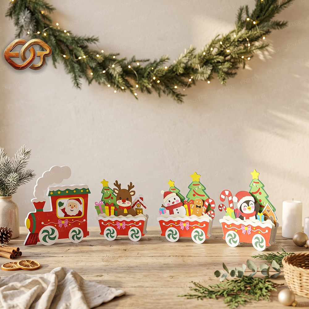 Christmas Train Pop-up SVG - 3D Layered Christmas Paper Craft Template for Cricut