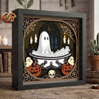 Ghost Ship Shadow Box SVG, Tệp SVG Cho Dự Án Cricut, SVG Xếp Lớp 3D, Halloween 3D Shadow Box Svg, Paper Cut Light Box