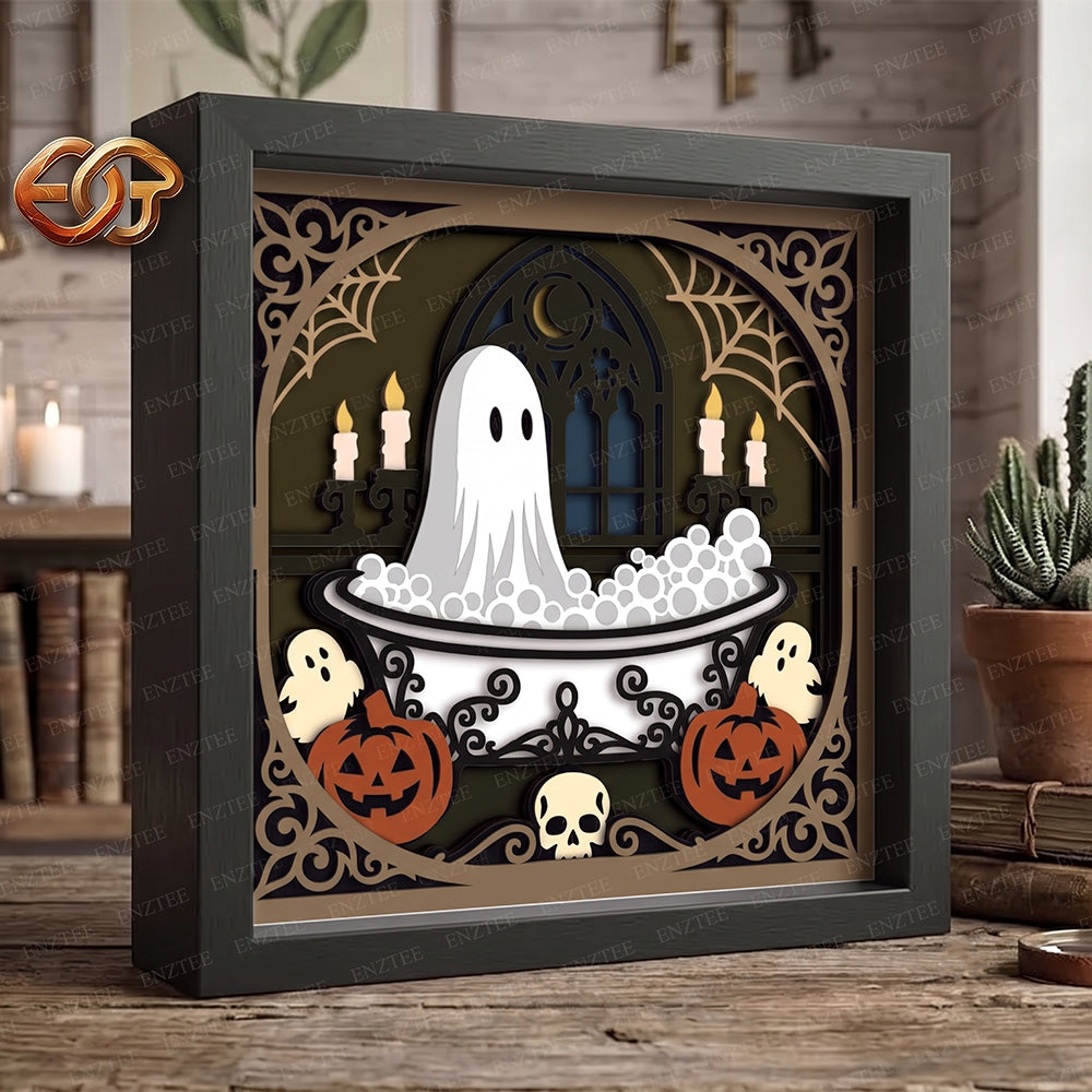 Ghost Ship Shadow Box SVG, Tệp SVG Cho Dự Án Cricut, SVG Xếp Lớp 3D, Halloween 3D Shadow Box Svg, Paper Cut Light Box