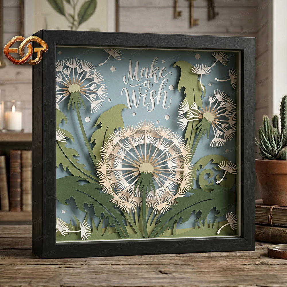 Dandelions Shadow Box SVG for Cricut | 3D Layered SVG Paper Cut Light Box Template