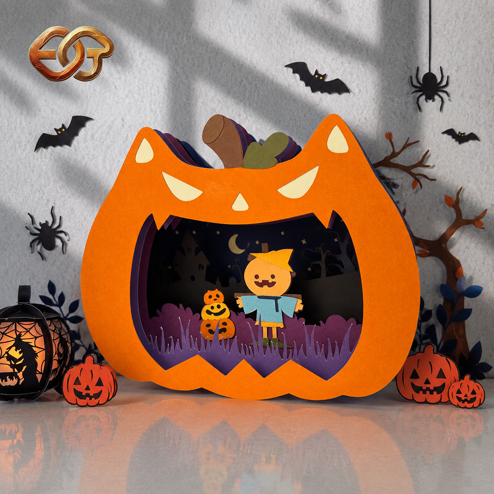 Spooky Cat Pop-up SVG - 3D Layered Halloween Paper Craft Template for Cricut 3
