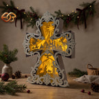 Nativity Scene Cross Box SVG for Cricut | 3D Layered SVG Paper Cut Light Box Template