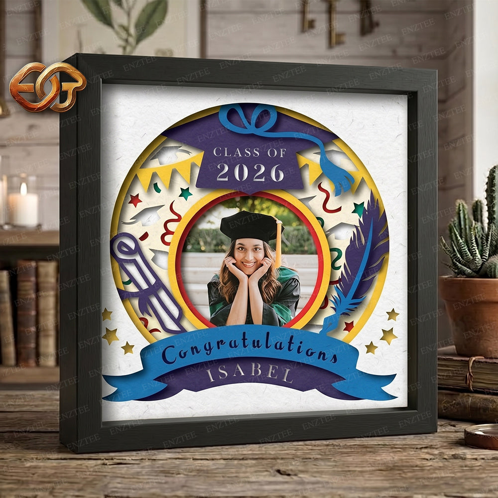 Graduation Shadow Box SVG for Cricut | 3D Layered SVG Paper Cut Light Template 1