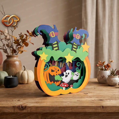 Boo Halloween Pop-up Pumpkin SVG - 3D Layered Halloween Paper Craft Template for Cricut