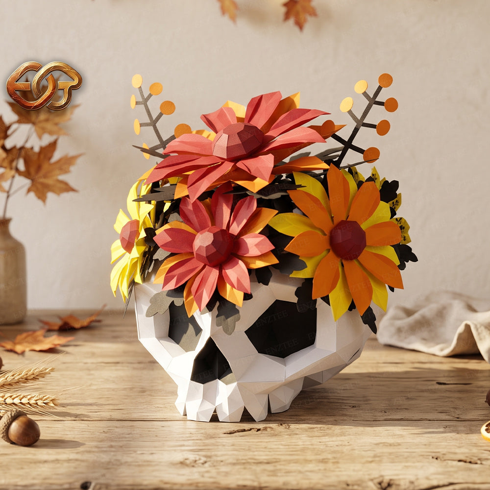 3D Skull Papercraft SVG | DIY Low Poly Template