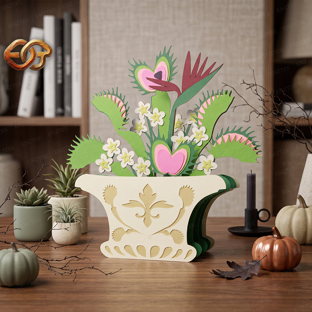 Halloween Plant Pop-up Pot SVG - 3D Layered Halloween Paper Craft Template for Cricut 3