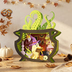 Halloween Boo Pop-up Claudron SVG - 3D Layered Halloween Paper Craft Template for Cricut 3