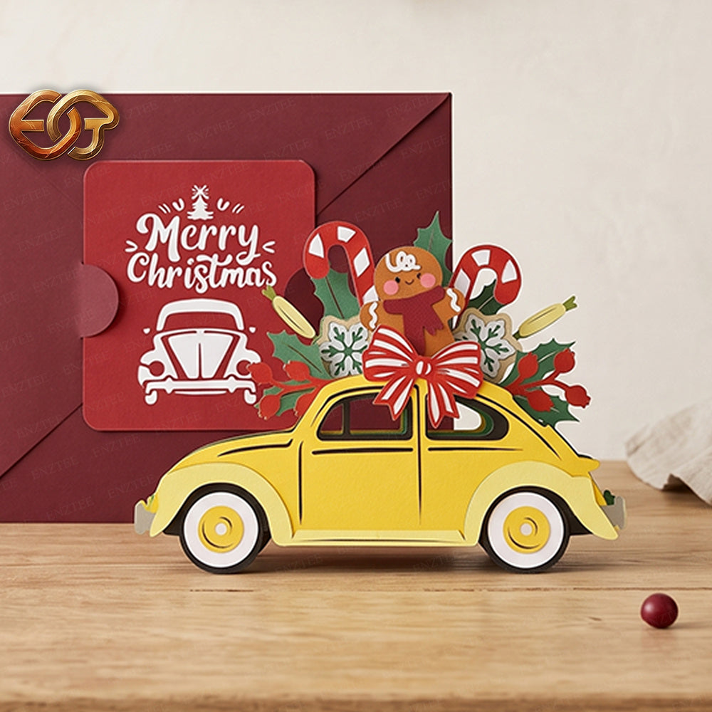Xe trượt tuyết của ông già Noel SVG – Mẫu đồ thủ công giấy Giáng sinh xếp lớp 3D dành cho máy cắt Cricut 1