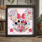 Spring Mouse Couple Shadow Box SVG for Cricut | 3D Layered SVG Paper Cut Light Box Template 1
