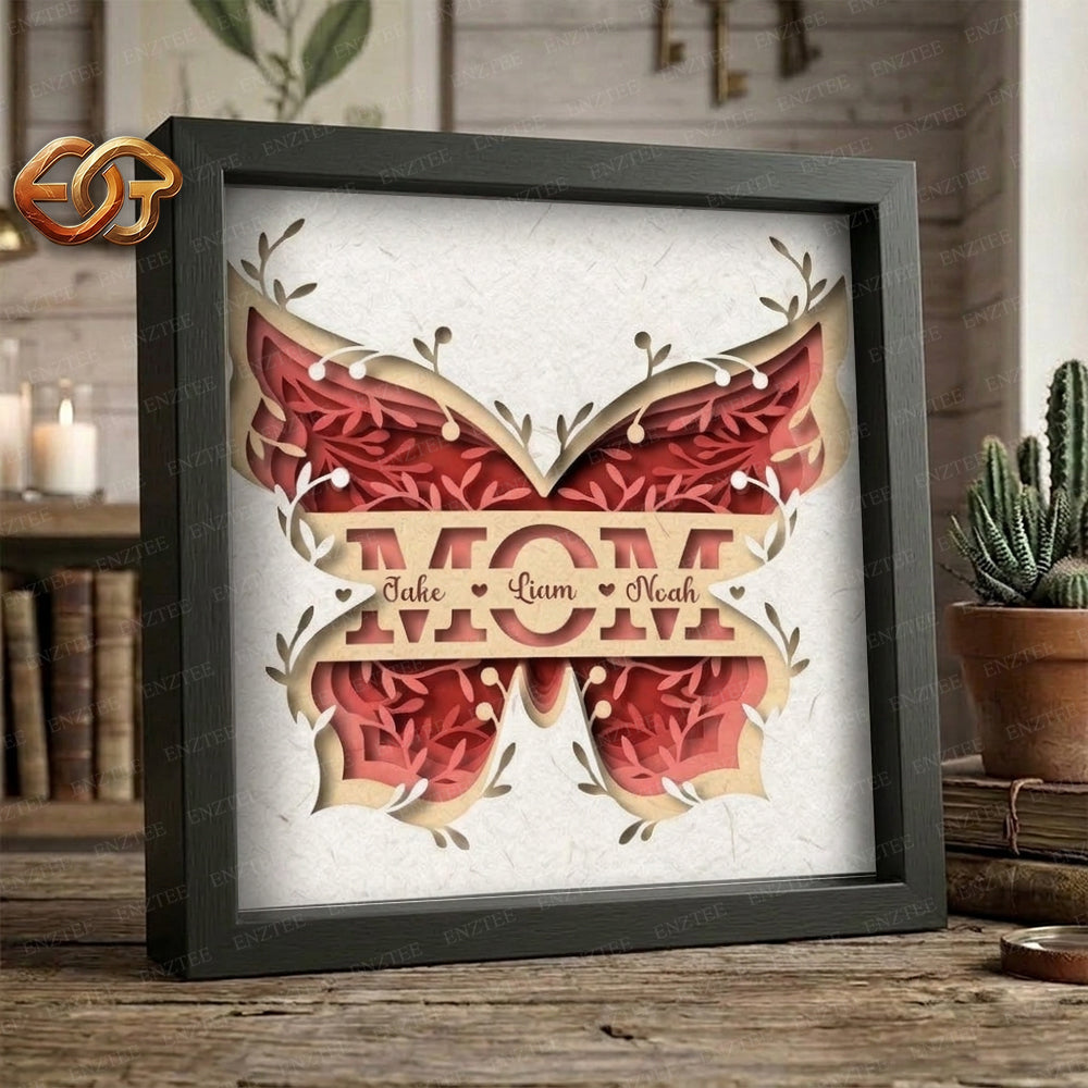 MOM Shadow Box SVG for Cricut | 3D Layered SVG Paper Cut Light Box Template