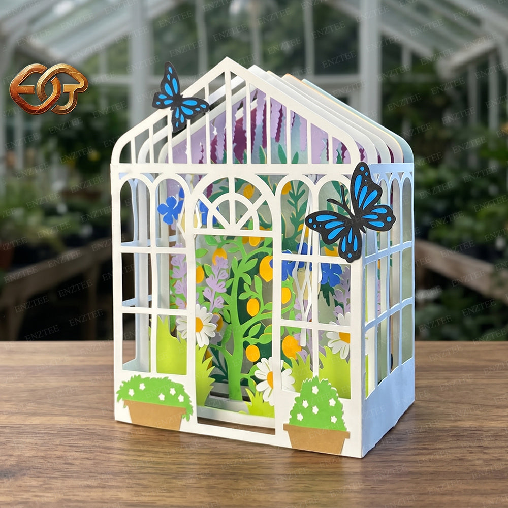 SVG Thẻ Pop-Up Vườn Nhà Kính - Mẫu Giấy Thủ Công Cây Nhiệt Đới 3D 2