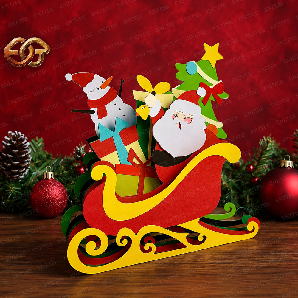 Combo 2 Sleigh Pop-up SVG - Modèle d'artisanat en papier Halloween 3D superposé pour Cricut