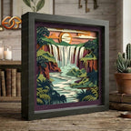 Waterfall Shadow Box SVG for Cricut | 3D Layered SVG Paper Cut Light Box Template