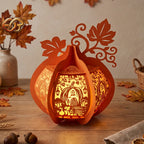 Combo 3 Pumpkin Paper Lantern SVG - 3D Fall Season Night Light Template