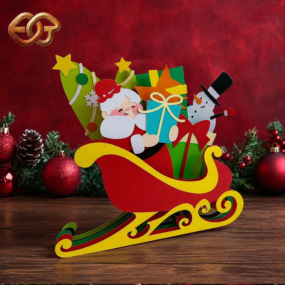 Combo 2 Sleigh Pop-up SVG - 3D Layered Halloween Paper Craft Template for Cricut