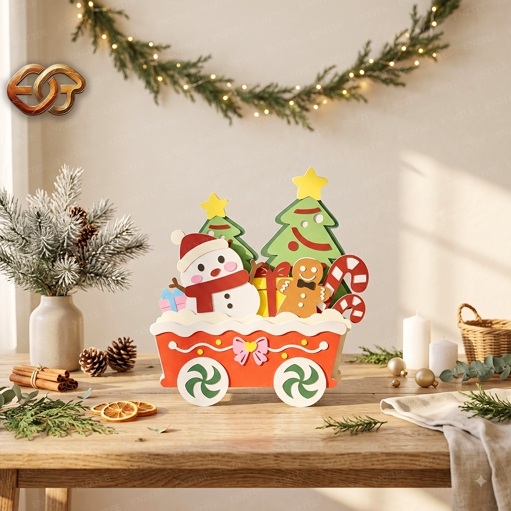 Christmas Train Pop-up SVG - 3D Layered Christmas Paper Craft Template for Cricut