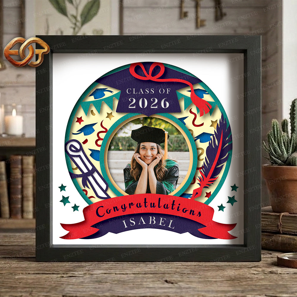 Graduation Shadow Box SVG for Cricut | 3D Layered SVG Paper Cut Light Template 1