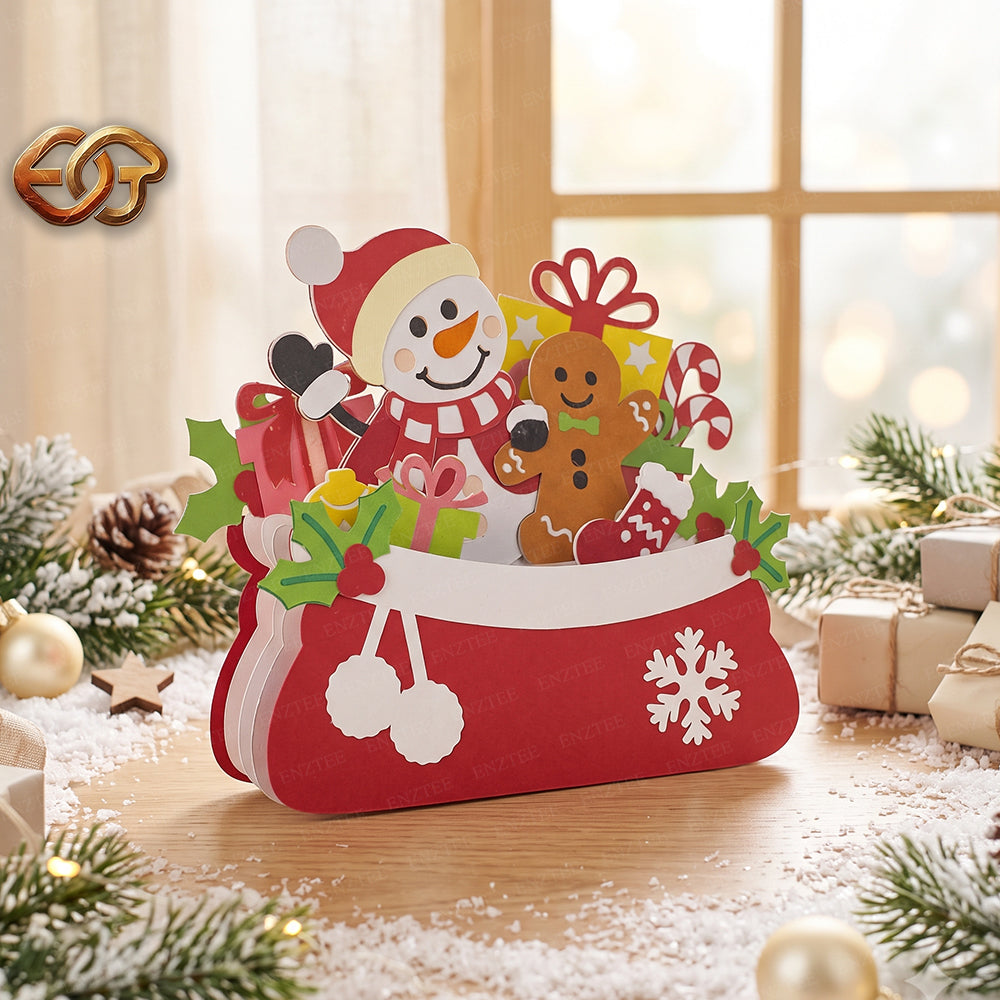 Christmas Gift Pop-up Bag SVG - 3D Layered Christmas Paper Craft Template for Cricut 2
